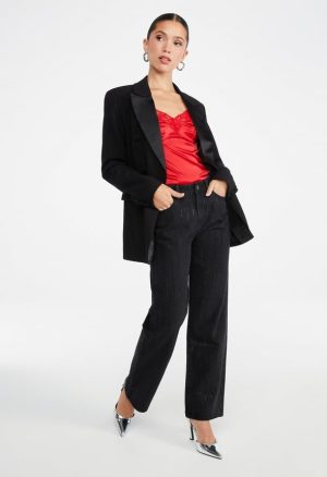 Carter Rhinestone Mid Rise Straight Leg Jeans