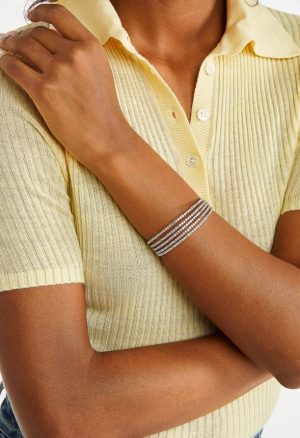 Alexis Glass Rhinestones Flexible Cuff Bracelet