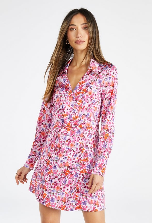 Satin Wrap Mini Dress