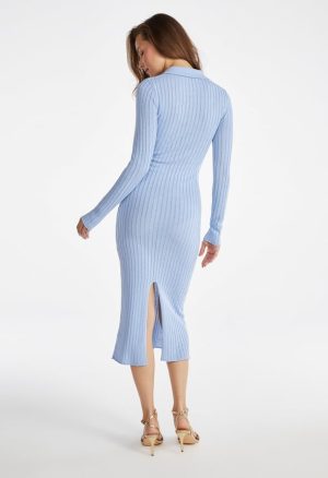 Ribbed Polo Midi Dress