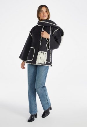 Whip Stitch Scarf Coat