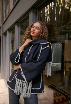 Whip Stitch Scarf Coat