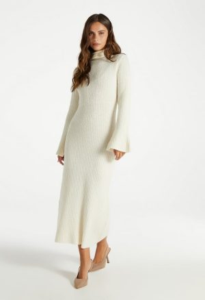 Turtleneck Bell Sleeve Midi Dress