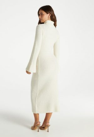 Turtleneck Bell Sleeve Midi Dress