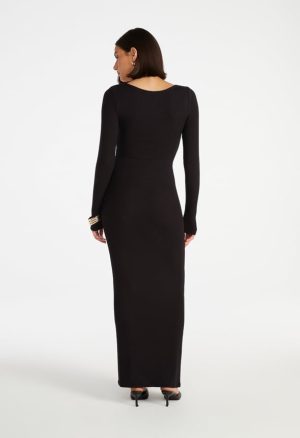 Square Neck Long Sleeve Maxi Dress