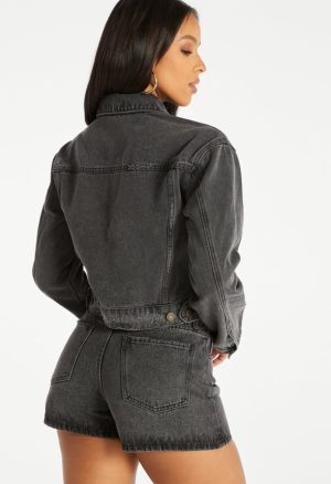Zip Cropped Denim Jacket