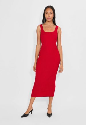 Square Neck Puckered Tank Dress