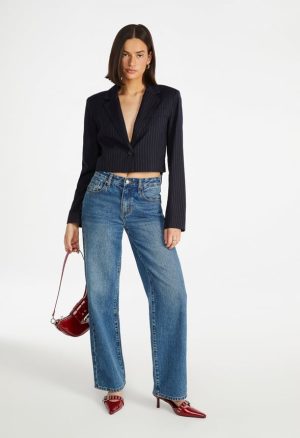 Cropped Pinstripe Blazer