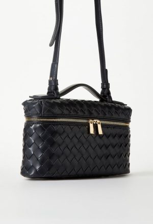 Mixed Material Top Handle Crossbody