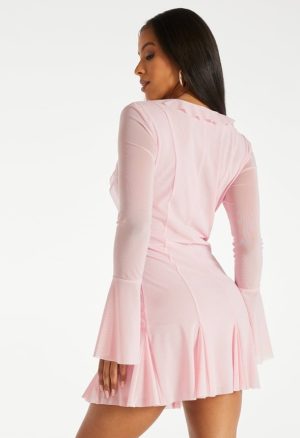 Ruffle Long Sleeve Mini Dress