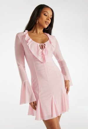 Ruffle Long Sleeve Mini Dress