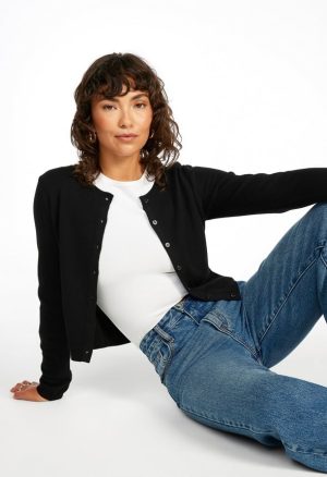 Cropped Fine Knit Cardigan