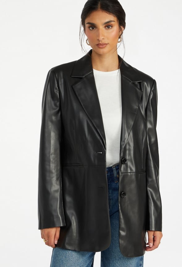 Oversized Faux Leather Blazer