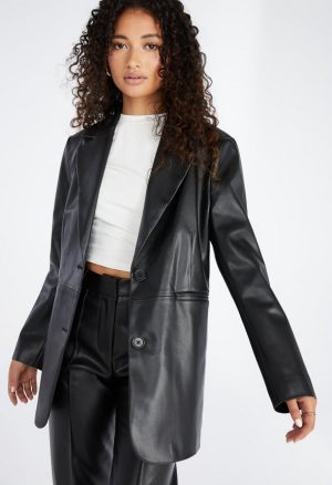 Oversized Faux Leather Blazer