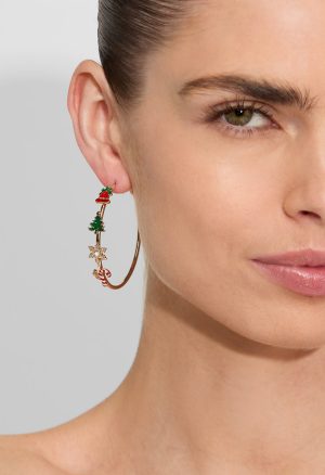 Festive Fun Enamel Motif Hoop Earrings