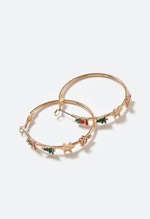 Festive Fun Enamel Motif Hoop Earrings