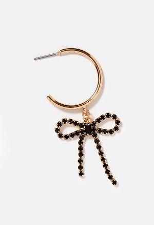 Festive Glass Bow Hoop Earrings