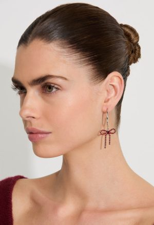 Festive Glass Bow Hoop Earrings