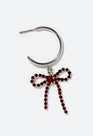 Festive Glass Bow Hoop Earrings
