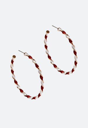 Joy Candy Cane Enamel Hoop Earrings
