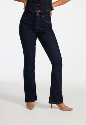 Denim High Rise Flare Leg Pants