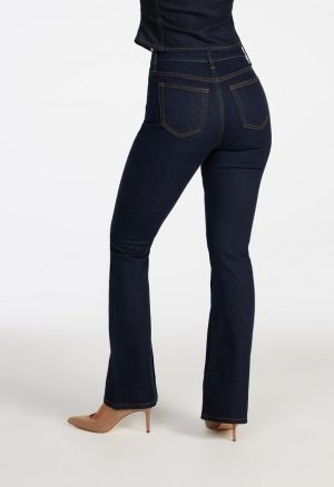 Denim High Rise Flare Leg Pants