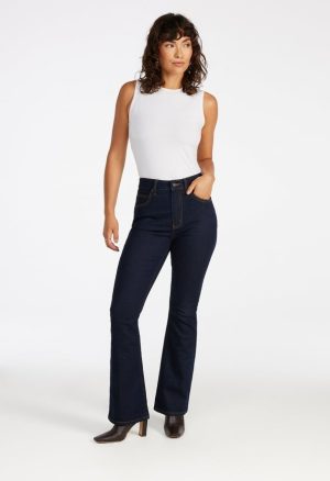 Denim High Rise Flare Leg Pants