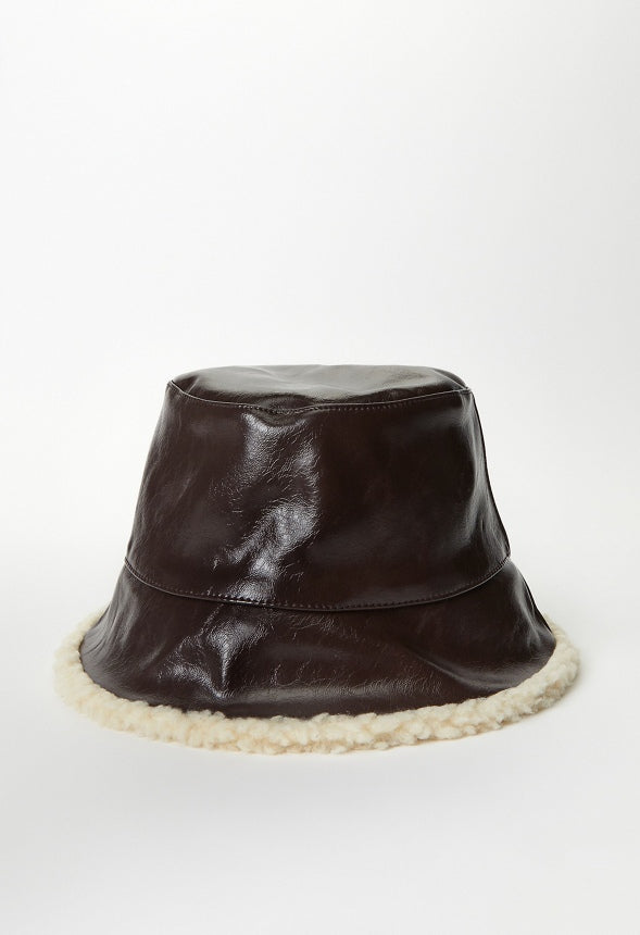 Shearling Trim Bucket Hat