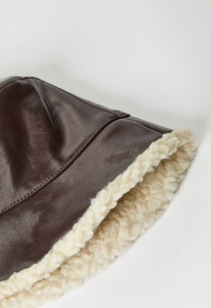 Shearling Trim Bucket Hat