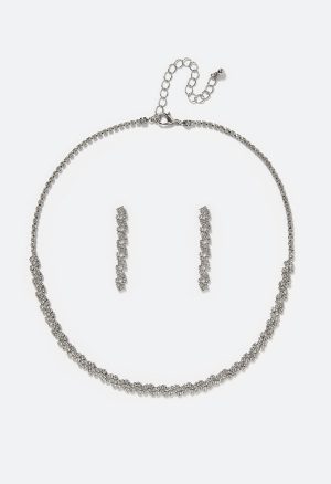 Remi Delicate Glass Stone Set Drop Earring And Necklace Set