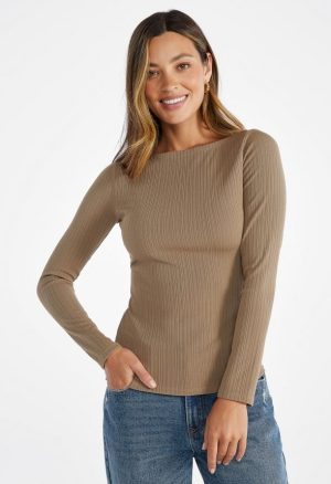 Boat Neck Rib Top
