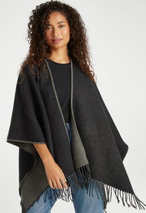 Reversible Frayed Ruana