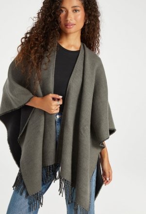 Reversible Frayed Ruana