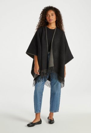 Reversible Frayed Ruana