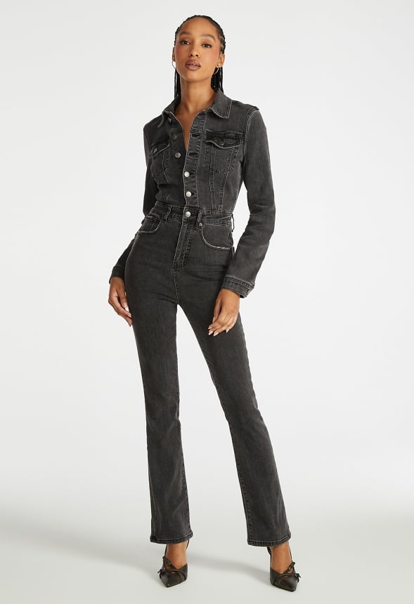 Long Sleeve Denim Jumpsuit