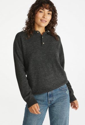 Relaxed Polo Henley Sweater