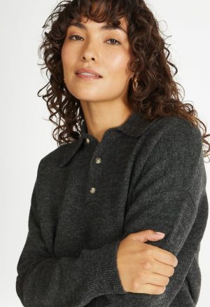 Relaxed Polo Henley Sweater