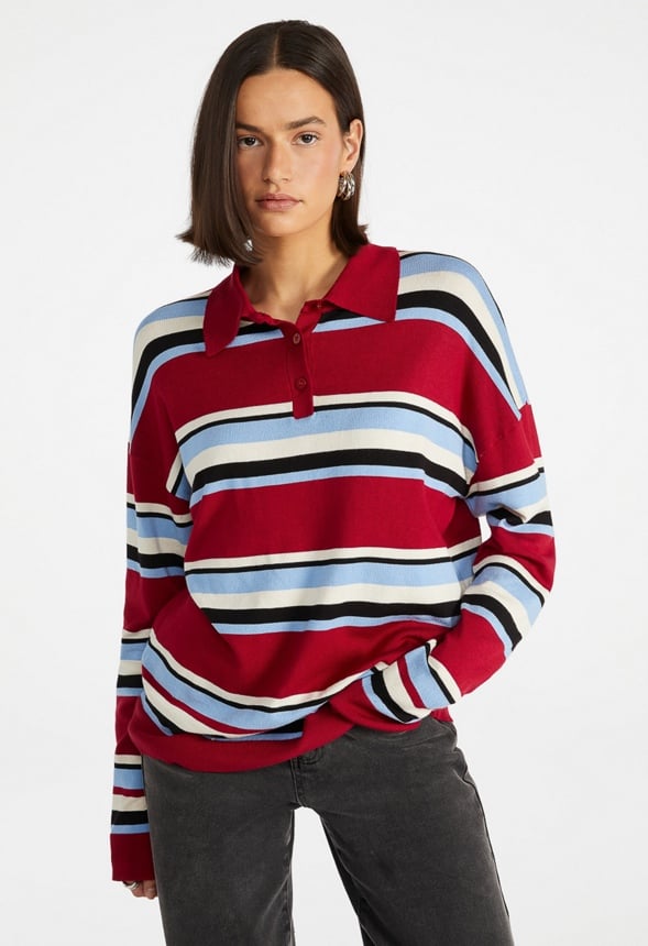 Oversized Striped Polo