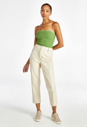 Straight Crop Leather Trousers