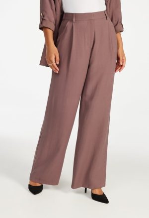 Tailored Wide Leg Pleat Front Trousers