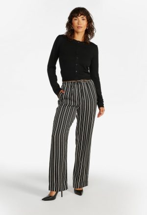 Satin Striped Wide Leg Pants