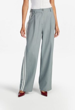 Tailored Mid Rise Racer Wide Leg Trousers