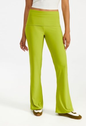 Draped Wide Leg Foldover Pants