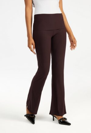 Draped Wide Leg Foldover Pants