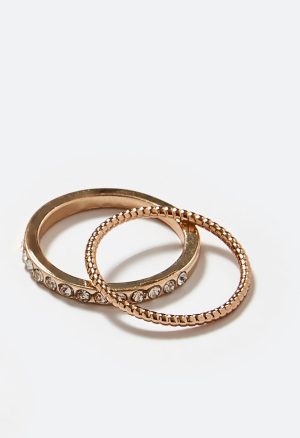 Jet Glass Stone Teardrop Ring Set