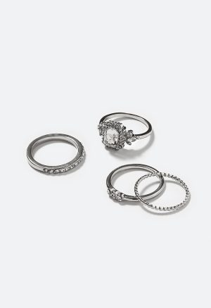 Noeme Ornate Glass Stone Ring Stack