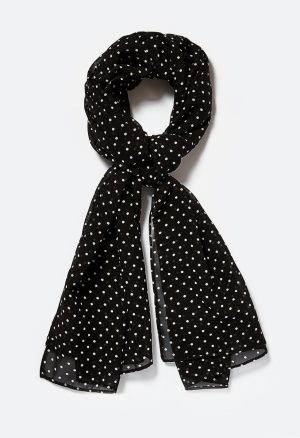 Dotty Long Woven Pola Dot Print Rectangle Scarf