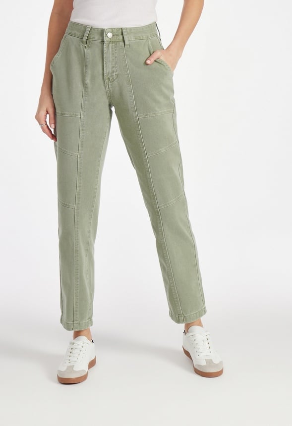 Avery Seamed Cargo Straight Leg Jeans