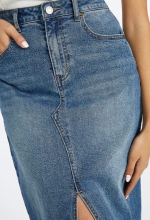 Evan Denim Midi Skirt