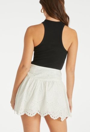 Eyelet Ruffle Mini Skirt